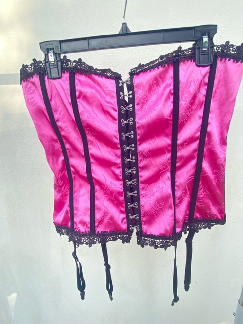Y2K Hot Pink Satin Corset Top Size Medium